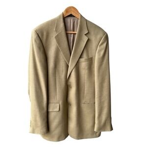 Andrew Fezza Blazer Jacket Coat Outerwear Silk Wool Tan Preppy Dapper 41 Long